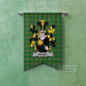 Tartan Vibes Clothing Brady Irish Clan Tartan Gonfalon, Tartan Banner with Coat of Arms