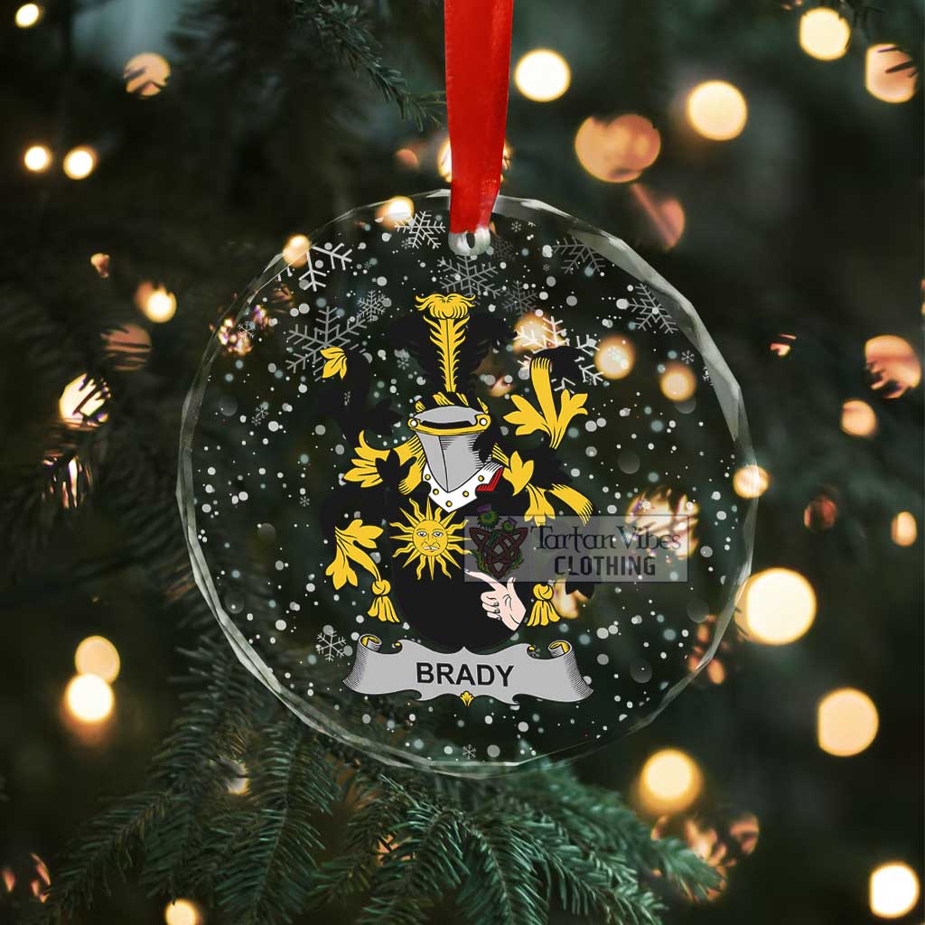 Brady Irish Clan Christmas Glass Ornament with Coat of Arms - 2D-tartanvibesclothing