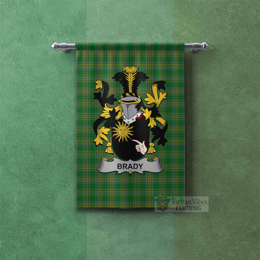 Brady Irish Clan Tartan Gonfalon, Tartan Banner with Coat of Arms Rectangle - Tartan Vibes Clothing
