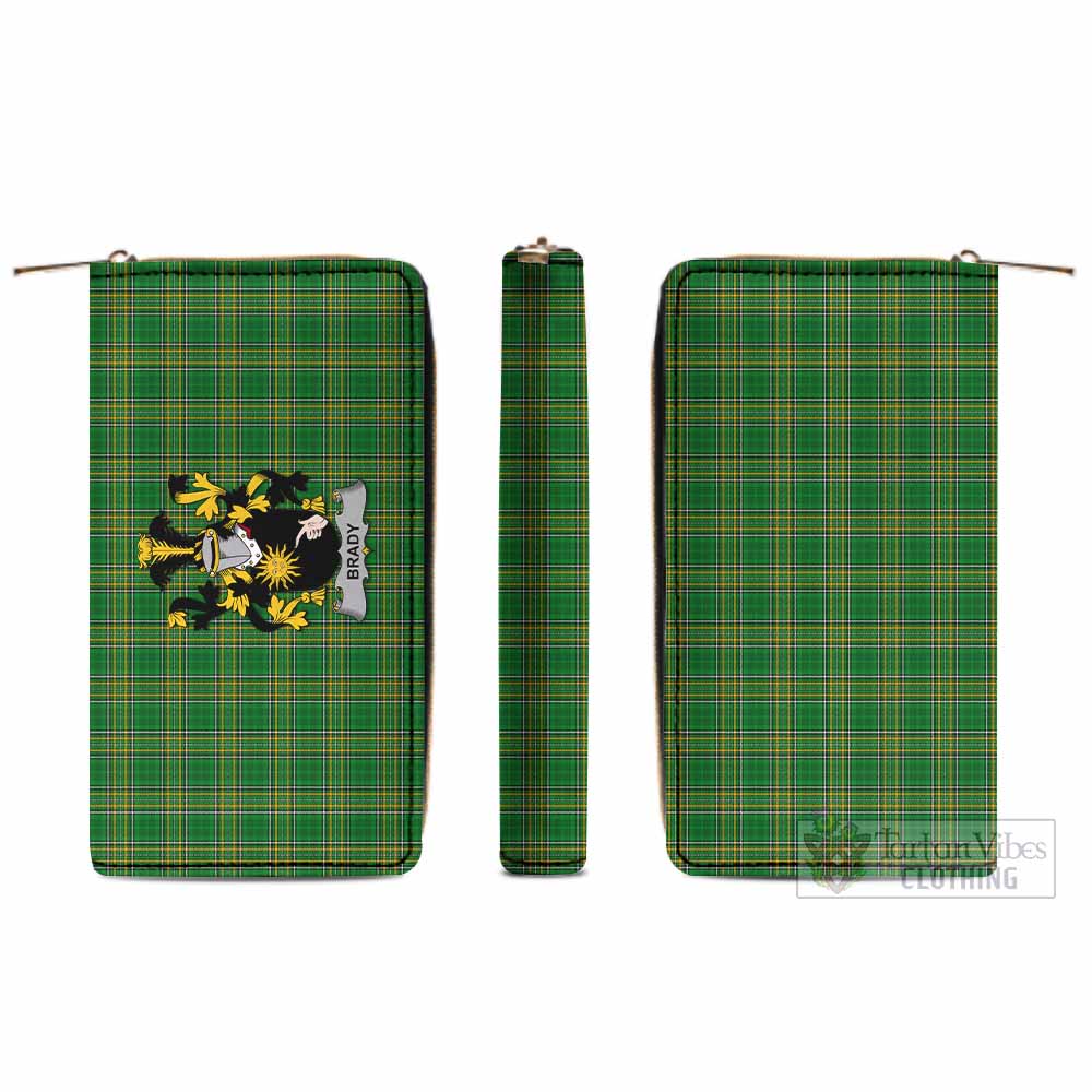 Tartan Vibes Clothing Brady Irish Clan Tartan Women's Leather Wallet with Coat of Arms