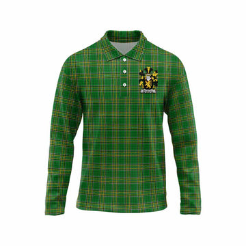 Bramhall Irish Clan Tartan Long Sleeve Polo Shirt with Coat of Arms Unisex - Tartan Vibes Clothing