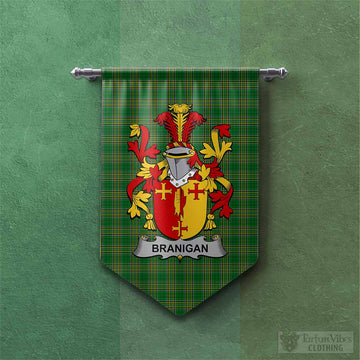 Branigan Irish Clan Tartan Gonfalon, Tartan Banner with Coat of Arms
