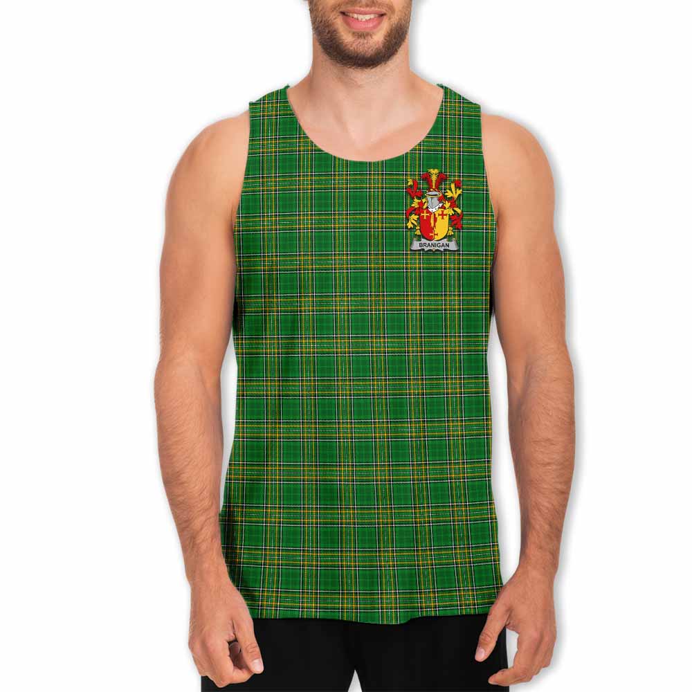Tartan Vibes Clothing Branigan Irish Clan Tartan Men's Tank Top with Coat of Arms