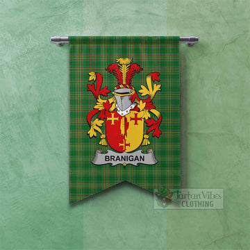 Branigan Irish Clan Tartan Gonfalon, Tartan Banner with Coat of Arms