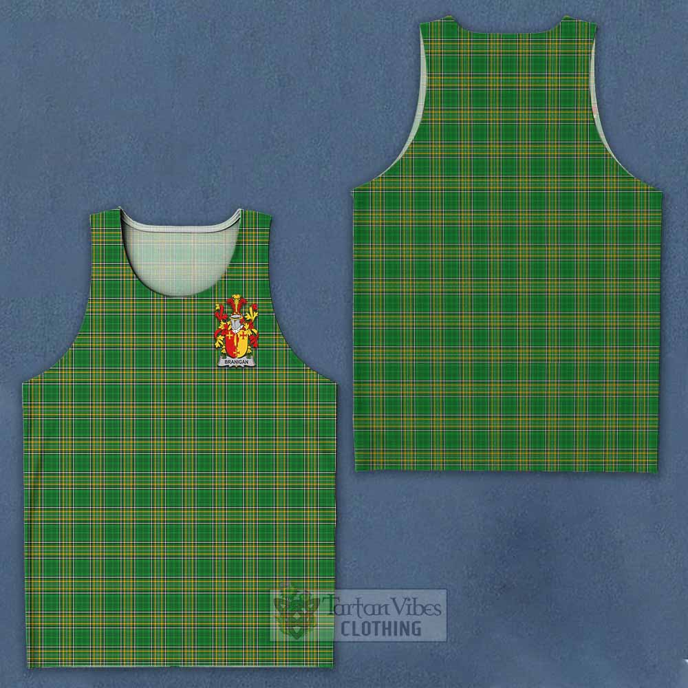 Tartan Vibes Clothing Branigan Irish Clan Tartan Men's Tank Top with Coat of Arms
