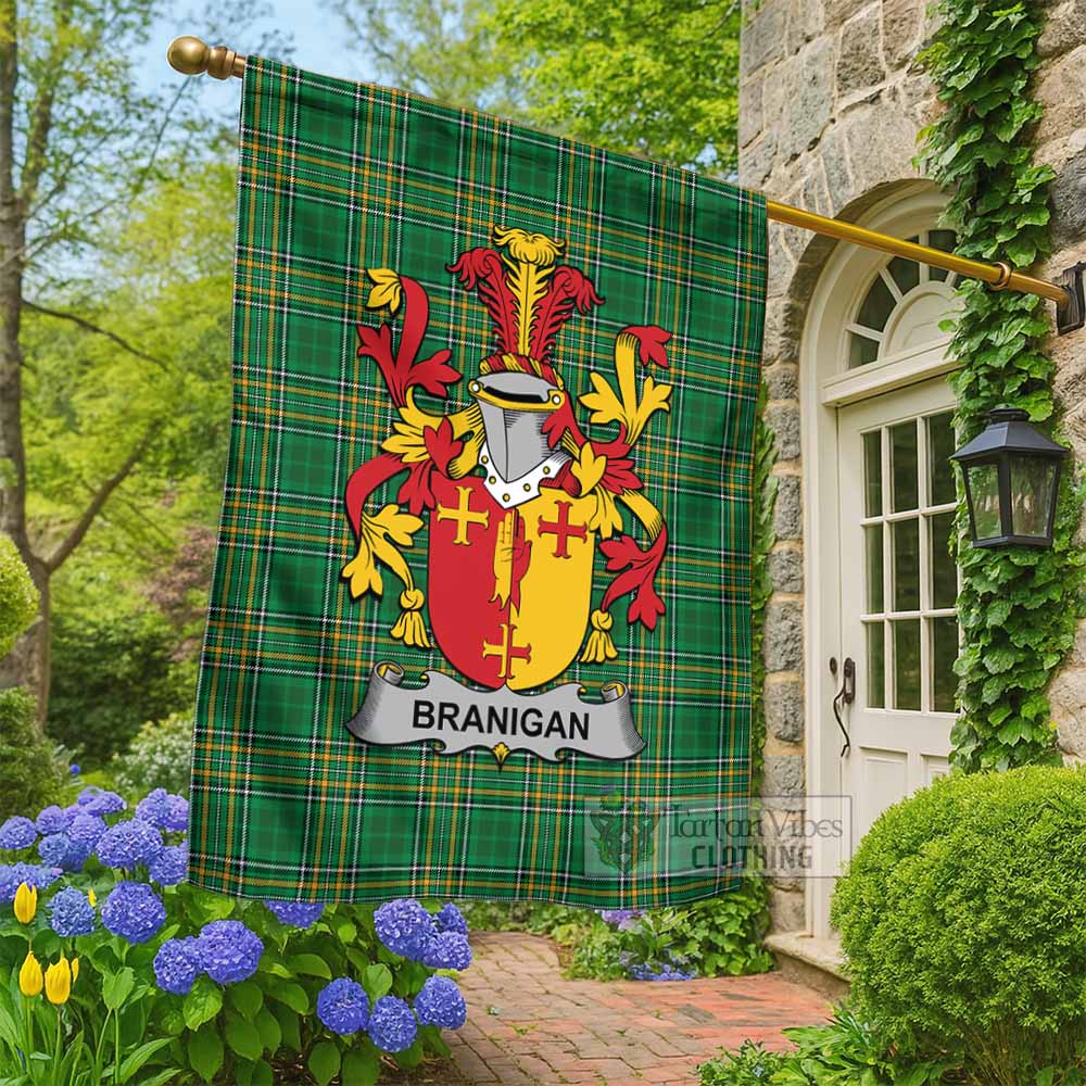 Branigan Irish Clan Tartan Flag with Coat of Arms