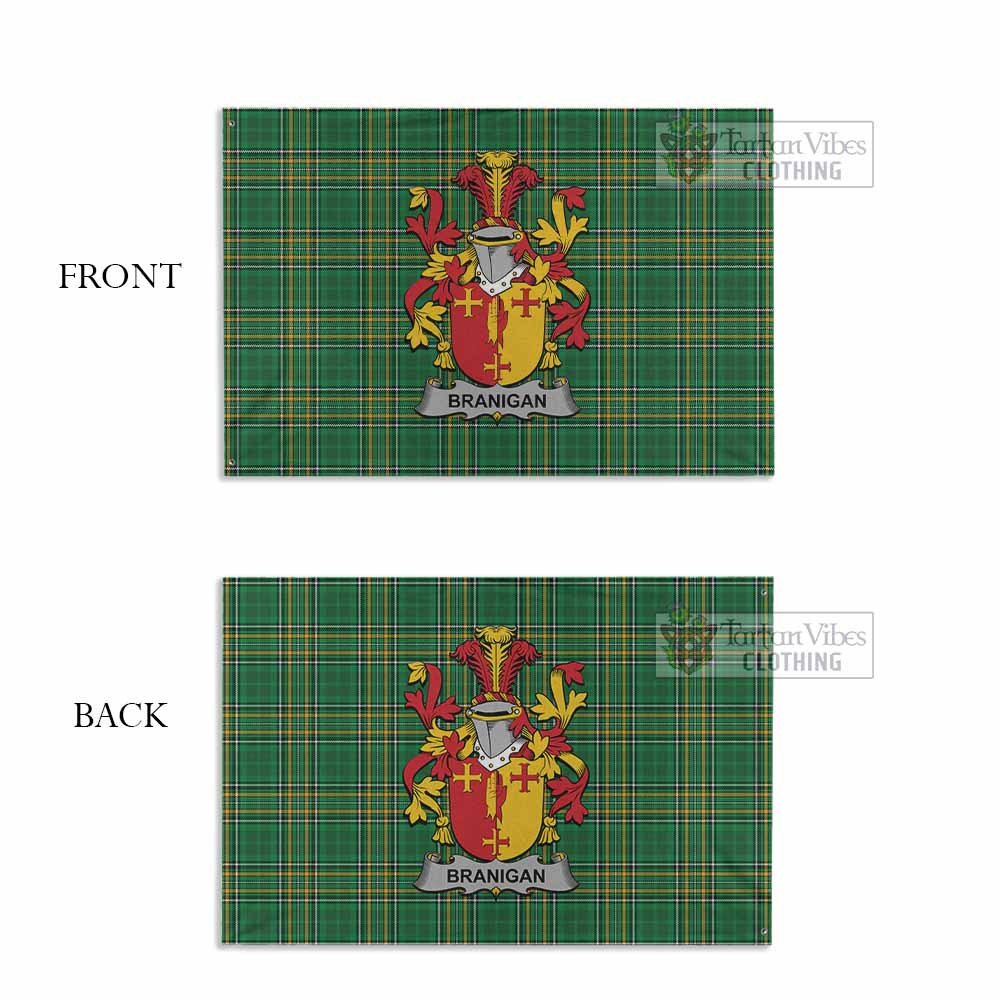 Tartan Vibes Clothing Branigan Irish Clan Tartan House Flag with Coat of Arms