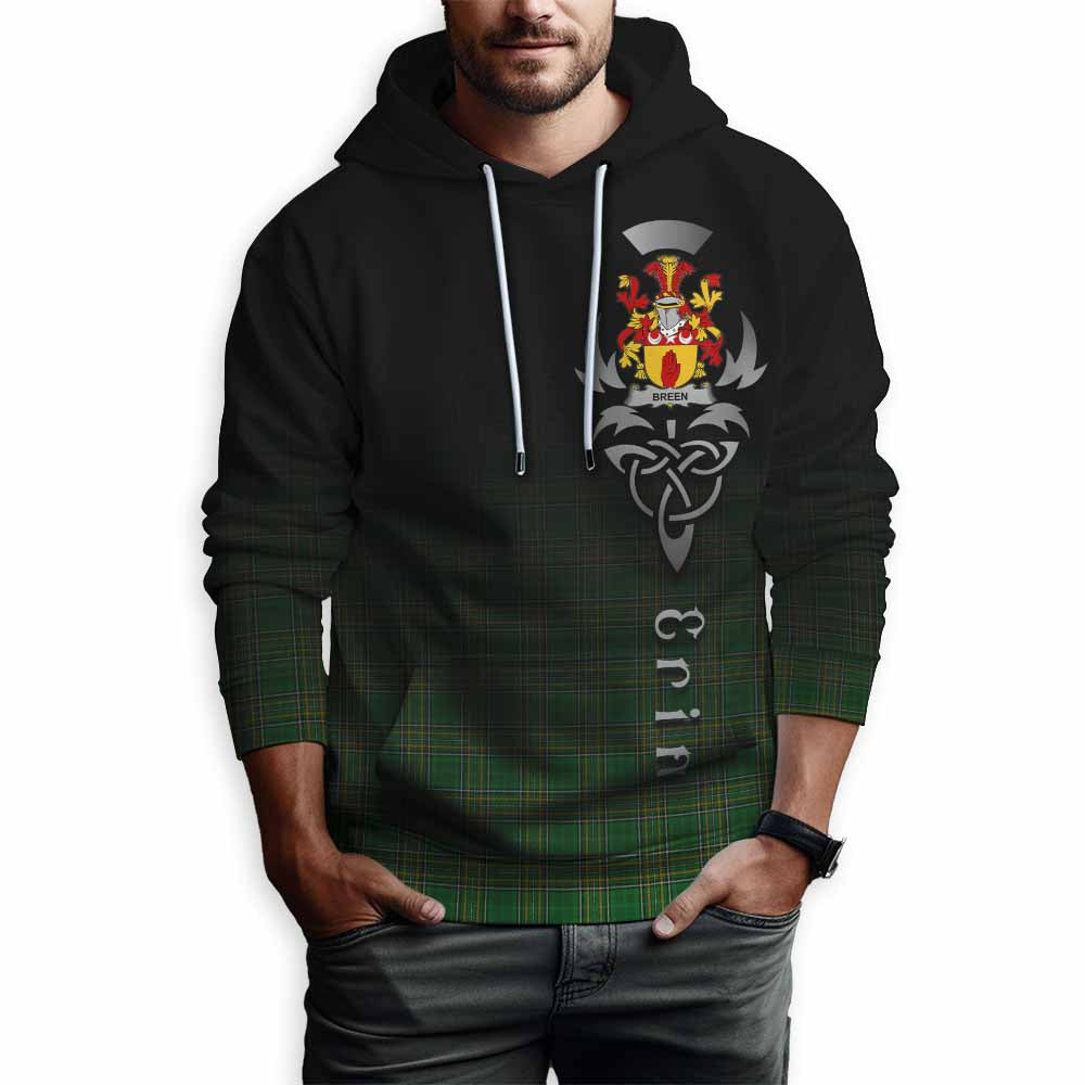 Tartan Vibes Clothing Breen Irish Clan Hoodie with Coat of Arms Erin Go Bragh Celtic Inspired