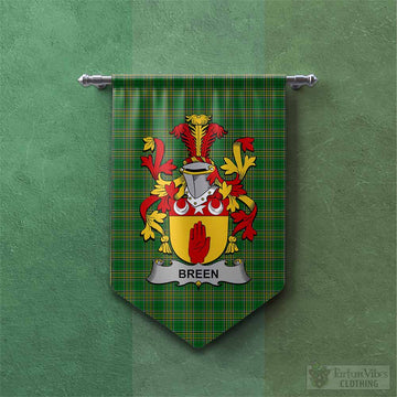 Breen Irish Clan Tartan Gonfalon, Tartan Banner with Coat of Arms