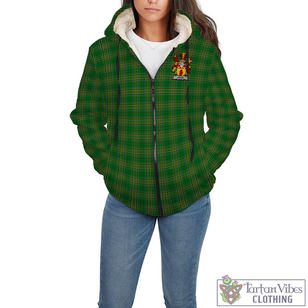 Breen Irish Clan Tartan Sherpa Hoodie with Coat of Arms - Tartan Vibes Clothing