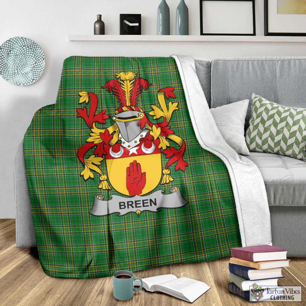 Breen Irish Clan Tartan Blanket with Coat of Arms - Tartan Vibes Clothing