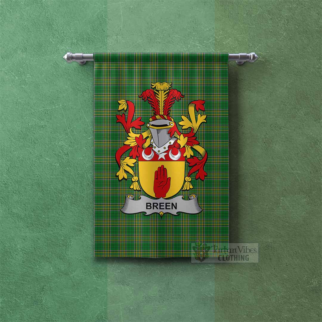 Tartan Vibes Clothing Breen Irish Clan Tartan Gonfalon, Tartan Banner with Coat of Arms
