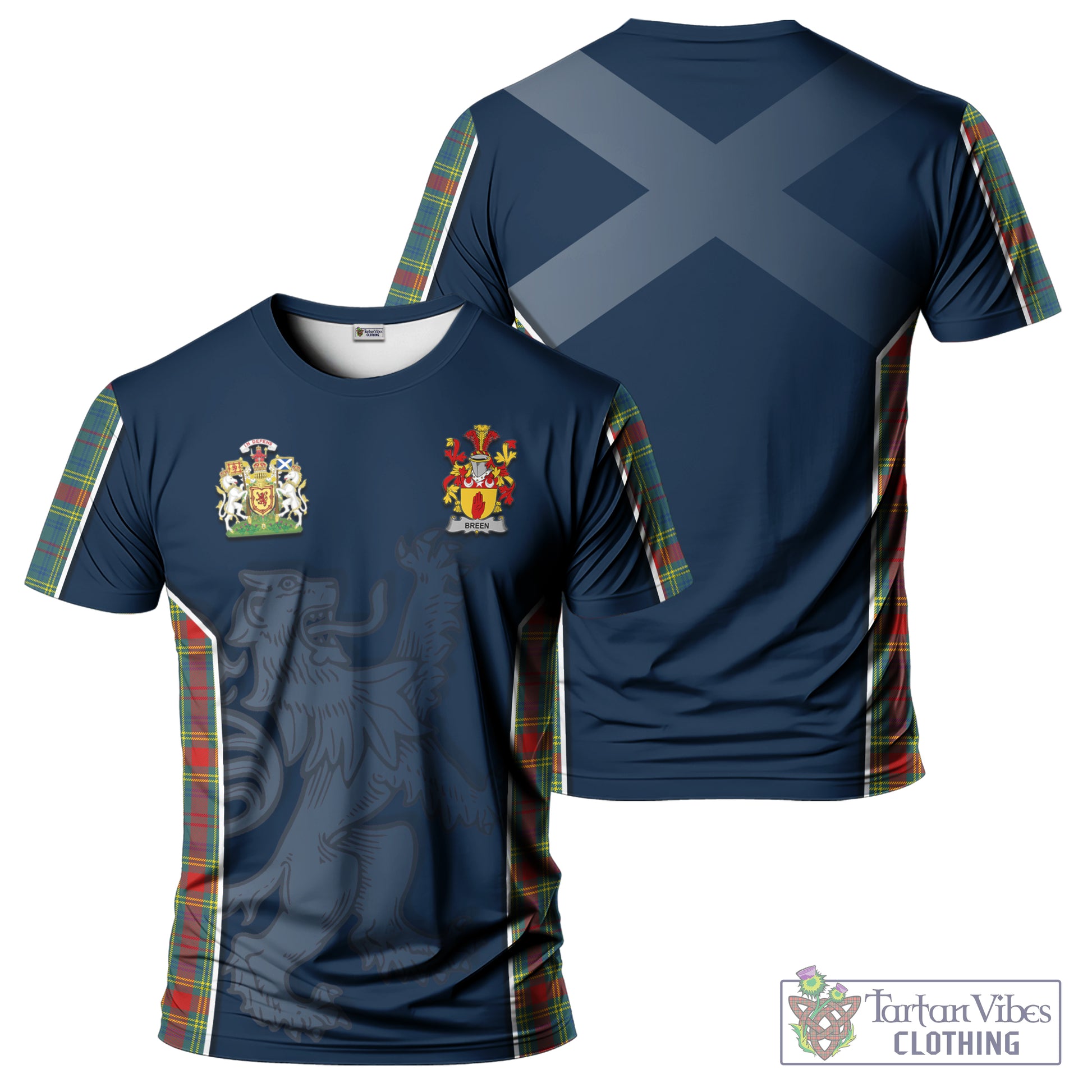 Breen Tartan T-Shirt with Lion Rampant Vibes Sport Style Kid's Shirt - Tartan Vibes Clothing