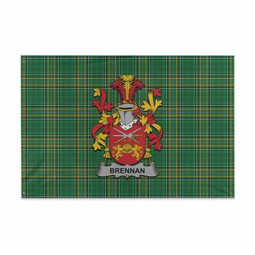 Brennan Irish Clan Tartan House Flag with Coat of Arms