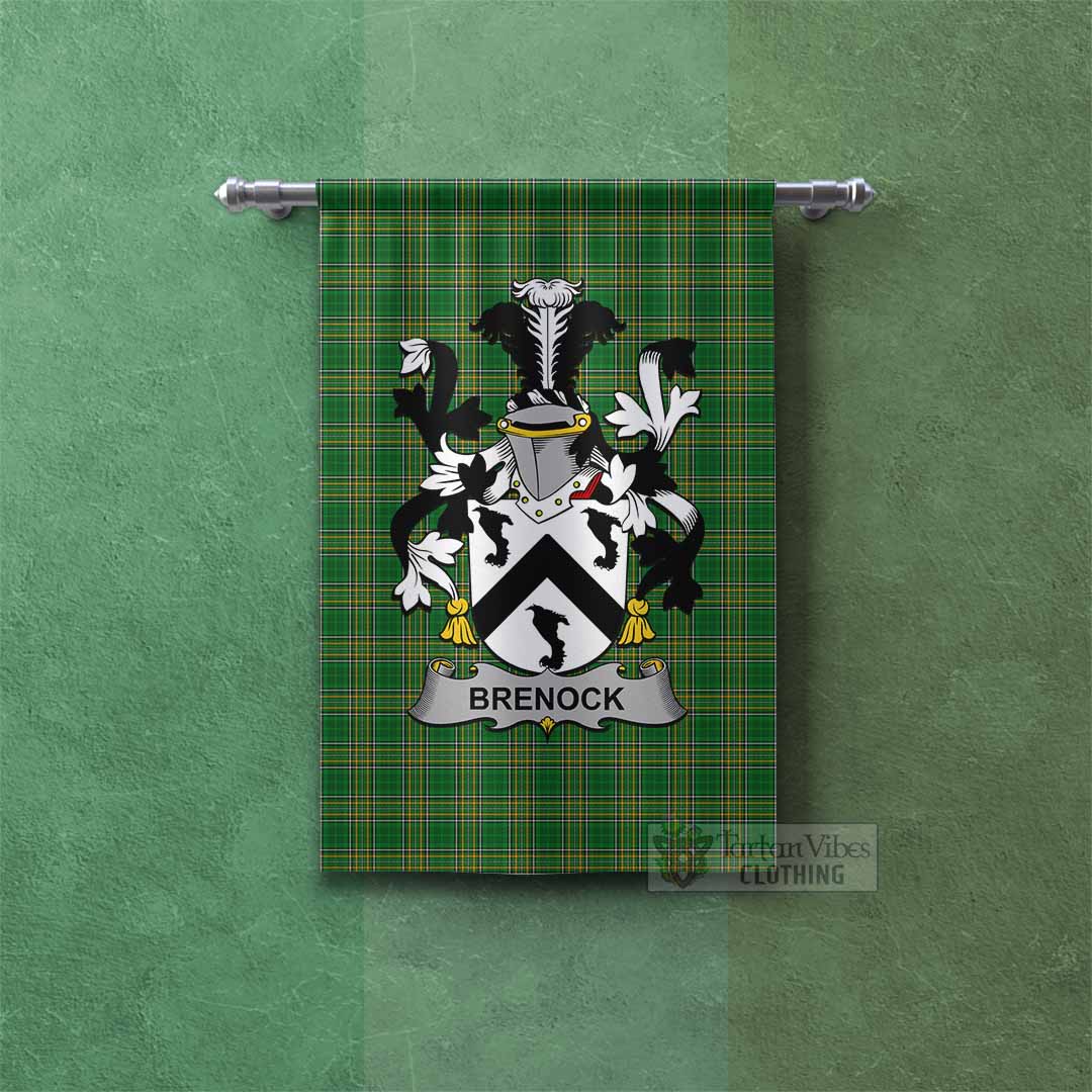 Brenock Irish Clan Tartan Gonfalon, Tartan Banner with Coat of Arms Rectangle - Tartan Vibes Clothing