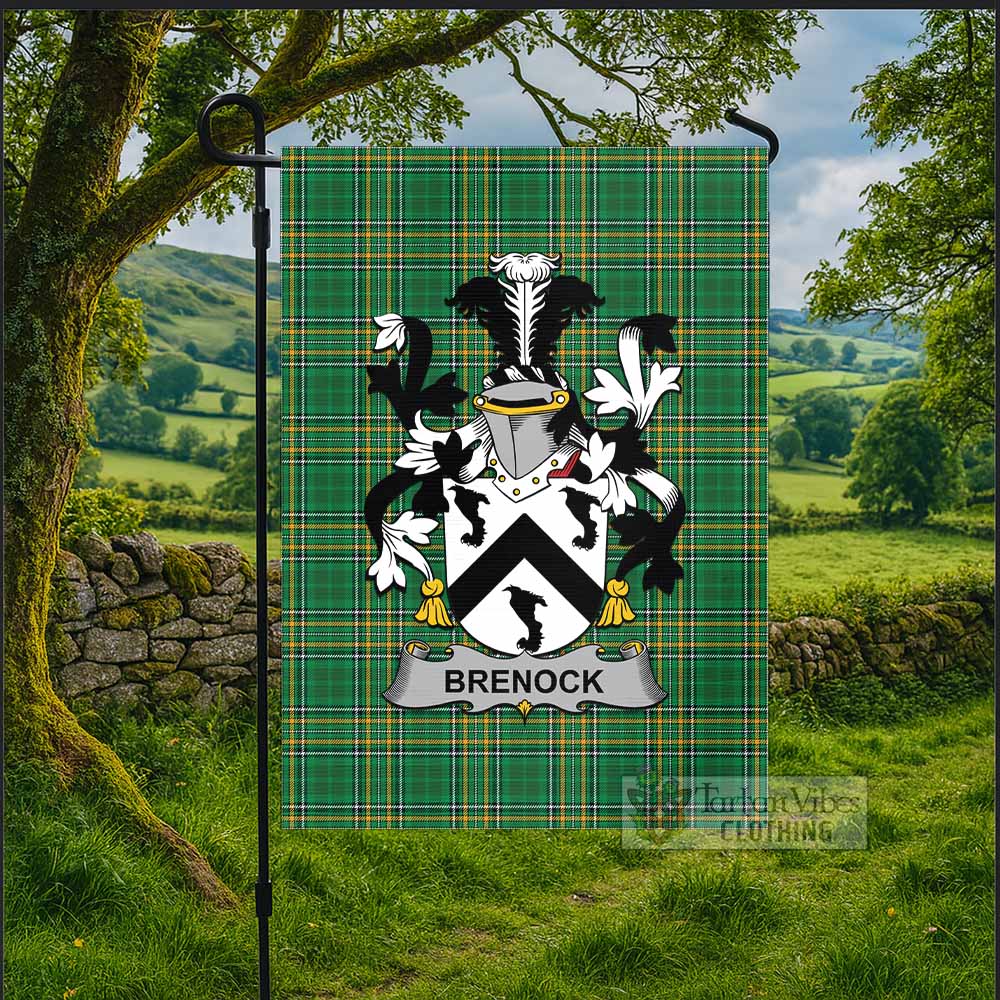 Brenock Irish Clan Tartan Flag with Coat of Arms