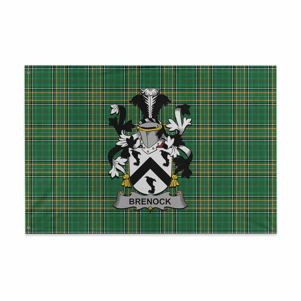 Tartan Vibes Clothing Brenock Irish Clan Tartan House Flag with Coat of Arms