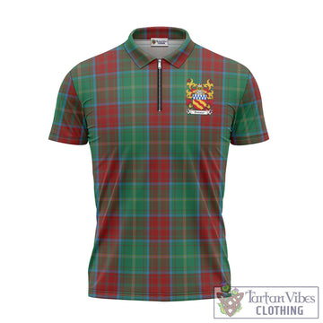 Brewer Tartan Zipper Polo Shirt with Family Crest - Tartan Vibes Clothing