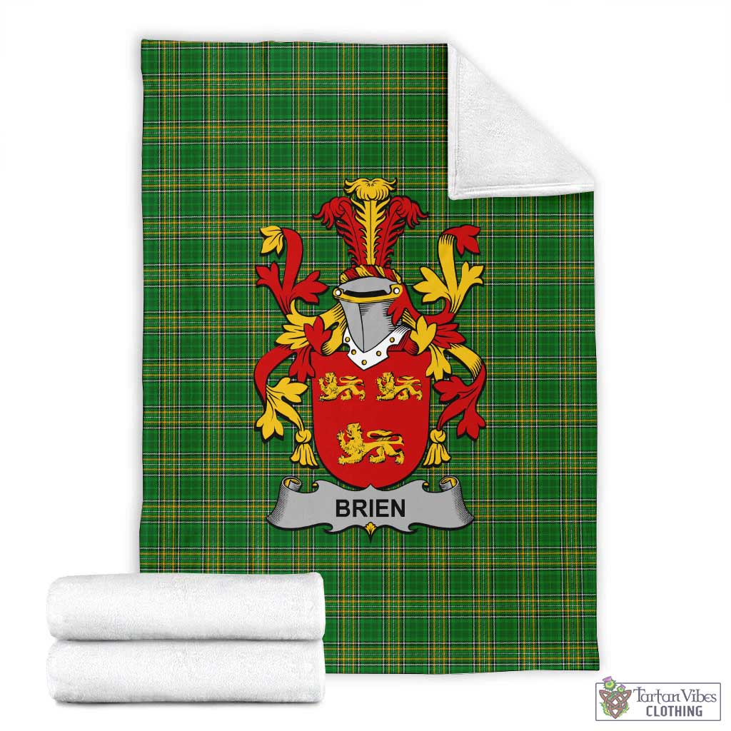 Brien Irish Clan Tartan Blanket with Coat of Arms X-Large 59 x 79 inches 150 x 200 cm - Tartan Vibes Clothing