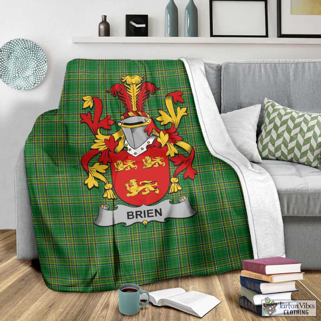 Brien Irish Clan Tartan Blanket with Coat of Arms - Tartan Vibes Clothing