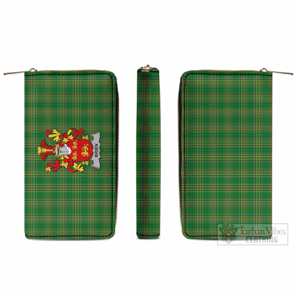 Tartan Vibes Clothing Brien Irish Clan Tartan Women's Leather Wallet with Coat of Arms