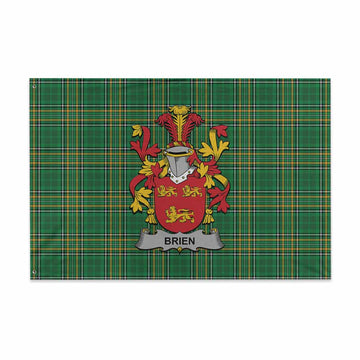 Brien Irish Clan Tartan House Flag with Coat of Arms