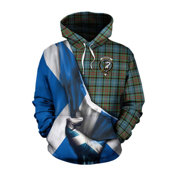 Brisbane Tartan Cotton Hoodie with Family Crest Scotland Patriotic Style