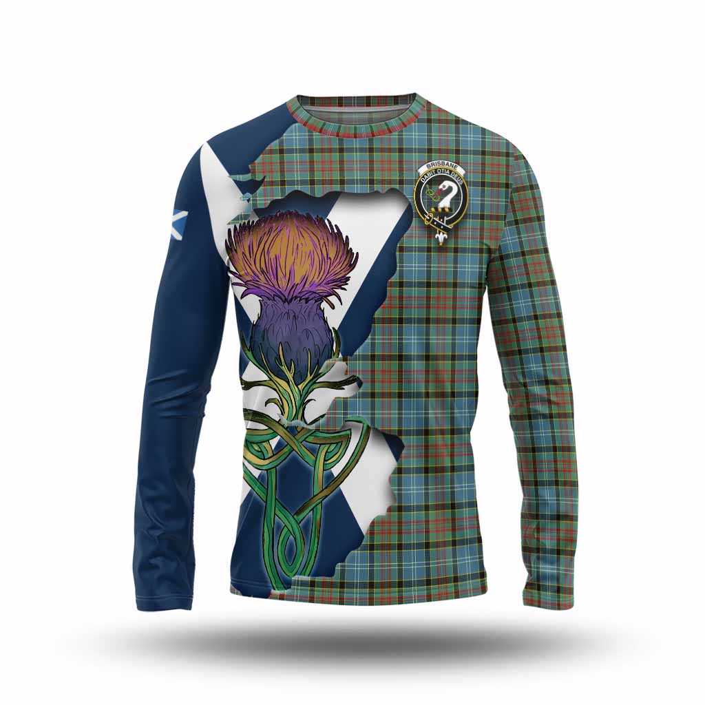 Tartan Vibes Clothing Brisbane Tartan Family Crest Long Sleeve T-Shirt Scottish Thistle Celtic Inspired