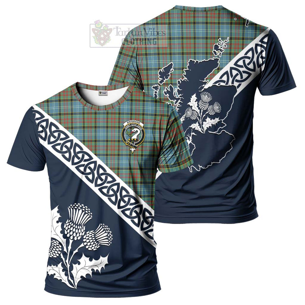 Brisbane Tartan T-Shirt Featuring Thistle and Scotland Map Kid's Shirt - Tartanvibesclothing Store