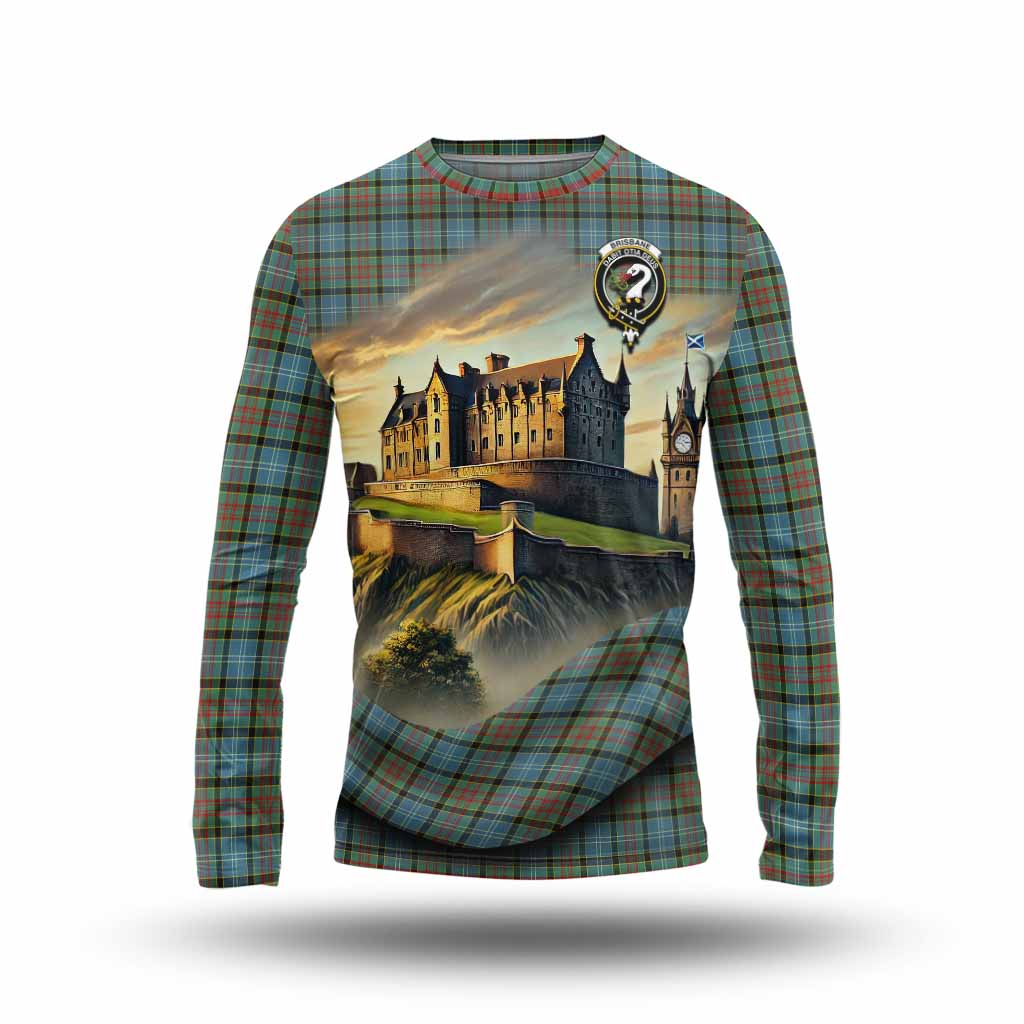 Tartan Vibes Clothing Brisbane Tartan Family Crest Long Sleeve T-Shirt with Scottish Ancient Castle Style