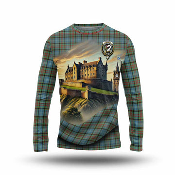 Tartan Vibes Clothing Brisbane Tartan Family Crest Long Sleeve T-Shirt with Scottish Ancient Castle Style