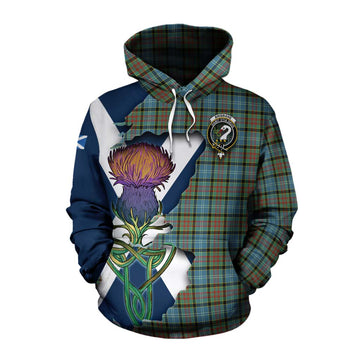 Brisbane Tartan Family Crest Cotton Hoodie Scottish Thistle Celtic Inspired
