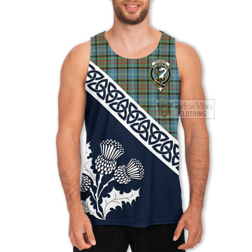 Tartan Vibes Clothing Brisbane Tartan Men's Tank Top Featuring Thistle and Scotland Map