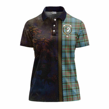 Brisbane Tartan Family Crest Women's Polo Shirt Alba Gu Brath Be Brave Lion Ancient Style
