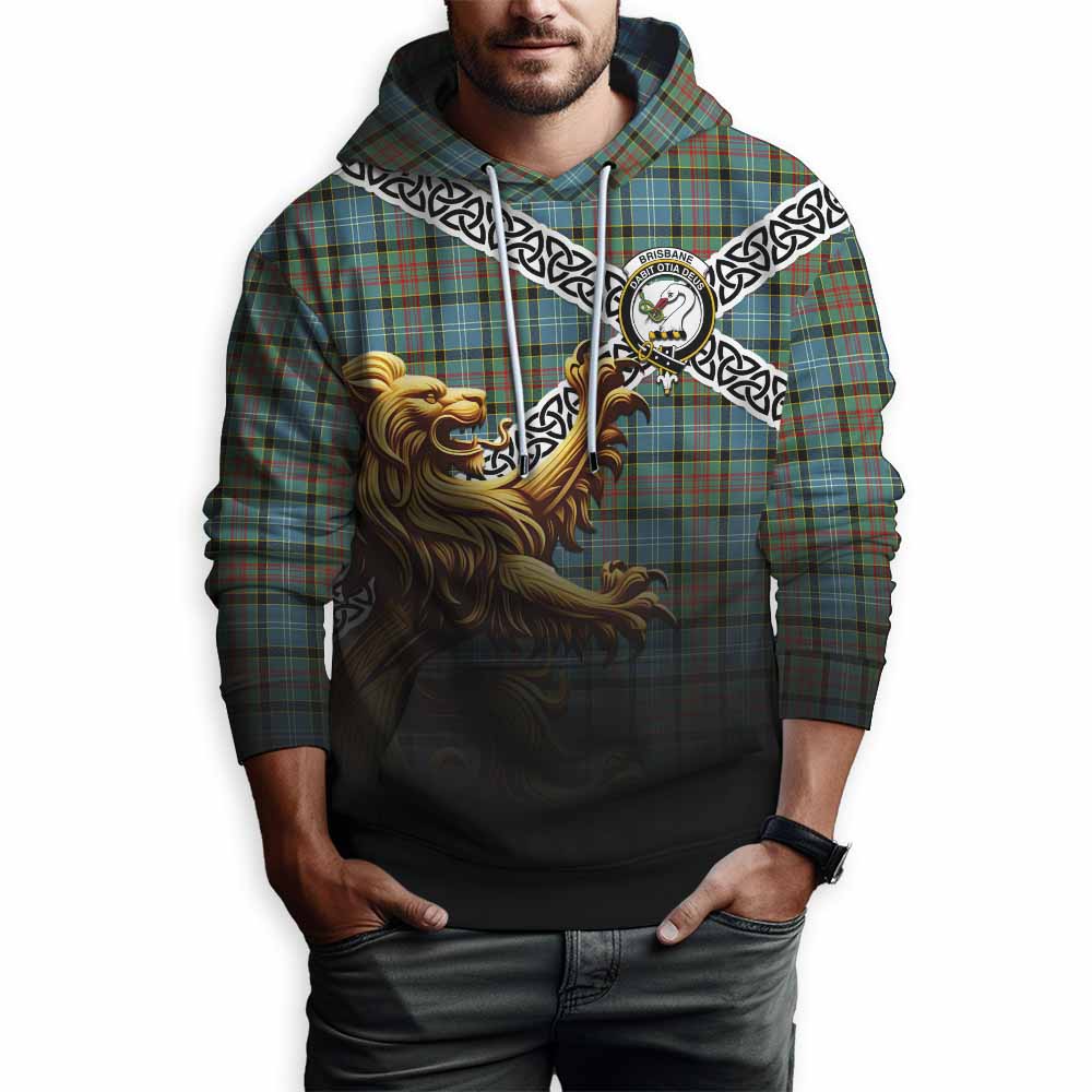 Tartan Vibes Clothing Brisbane Crest Tartan Hoodie with Golden Lion Emblem Celtic Style