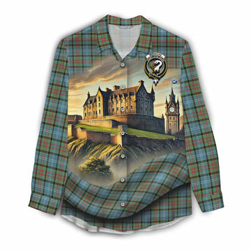 Brisbane Tartan Family Crest Women's Casual Shirt with Scottish Ancient Castle Style