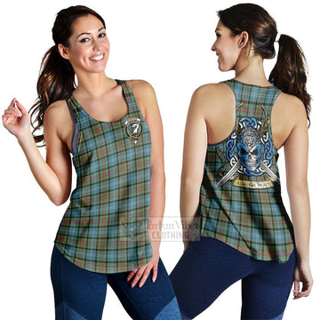 Tartan Vibes Clothing Brisbane Tartan Women's Racerback Tanks with Family Crest Celtic Skull Style
