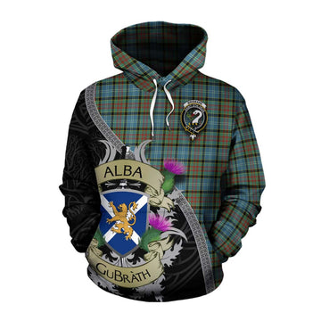 Brisbane Tartan Family Crest Cotton Hoodie Lion Rampant Royal Thistle Shield Celtic Inspired