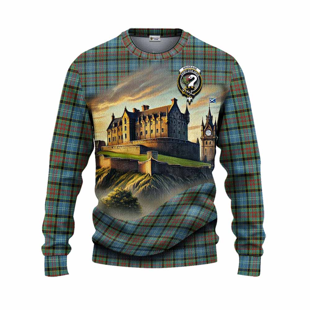 Tartan Vibes Clothing Brisbane Tartan Family Crest Knitted Sweater with Scottish Ancient Castle Style