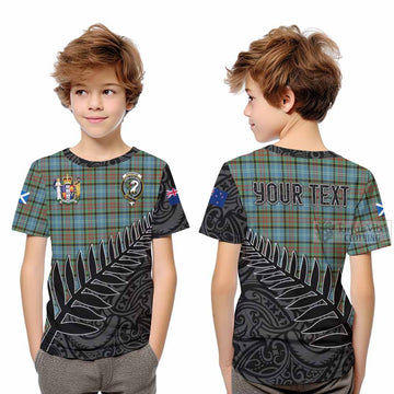 Tartan Vibes Clothing Brisbane Crest Tartan Kid T-Shirt with New Zealand Silver Fern Half Style