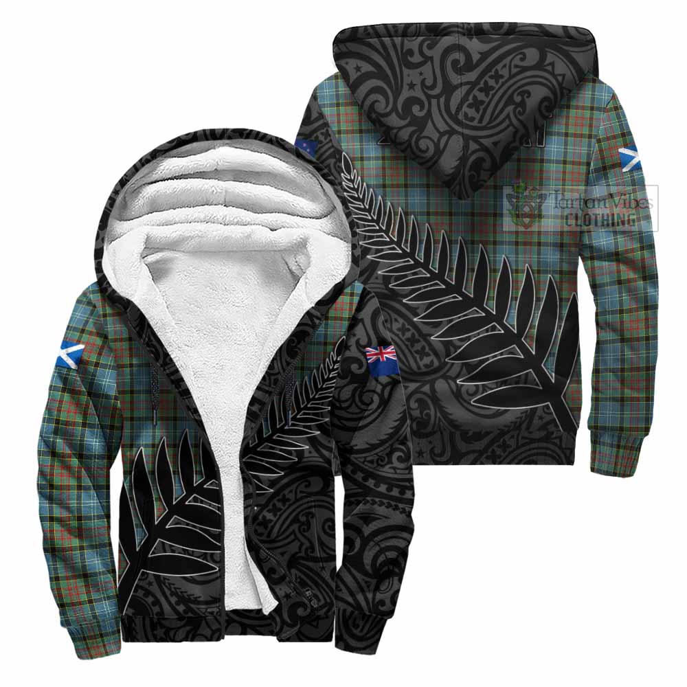 Tartan Vibes Clothing Brisbane Crest Tartan Sherpa Hoodie with New Zealand Silver Fern Half Style
