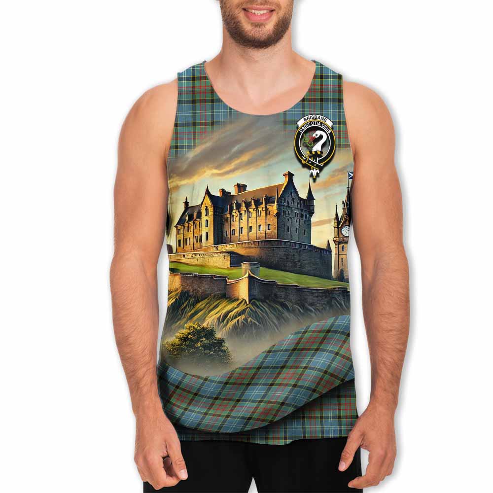 Tartan Vibes Clothing Brisbane Tartan Family Crest Men's Tank Top with Scottish Ancient Castle Style