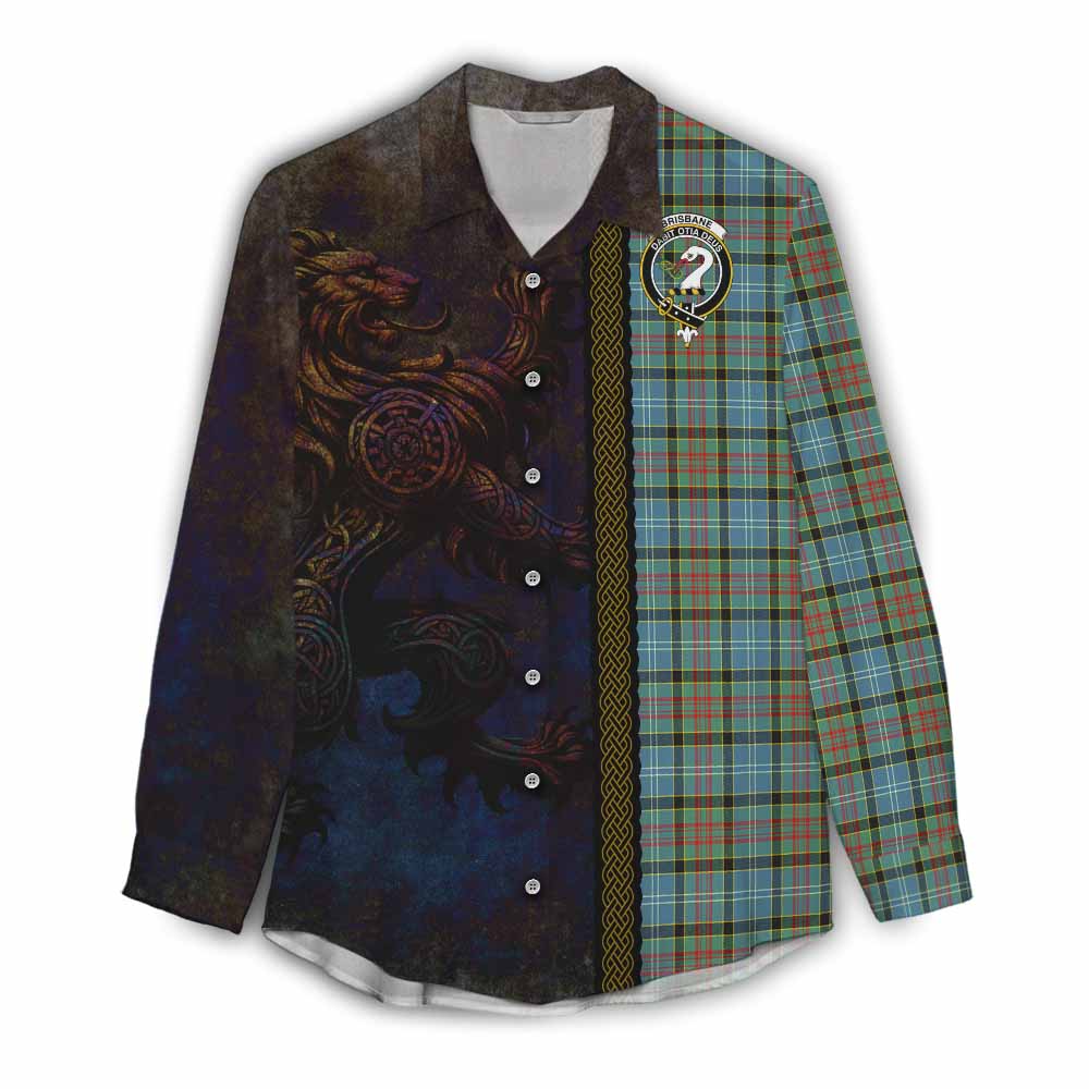 Tartan Vibes Clothing Brisbane Tartan Family Crest Women's Casual Shirt Alba Gu Brath Be Brave Lion Ancient Style