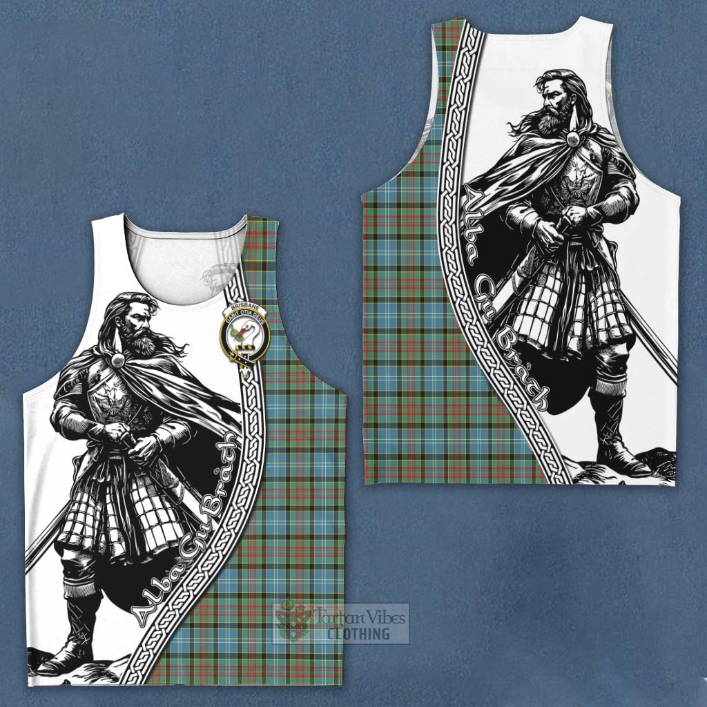 Tartan Vibes Clothing Brisbane Tartan Clan Crest Men's Tank Top with Highlander Warrior Celtic Style
