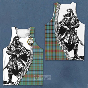 Tartan Vibes Clothing Brisbane Tartan Clan Crest Men's Tank Top with Highlander Warrior Celtic Style
