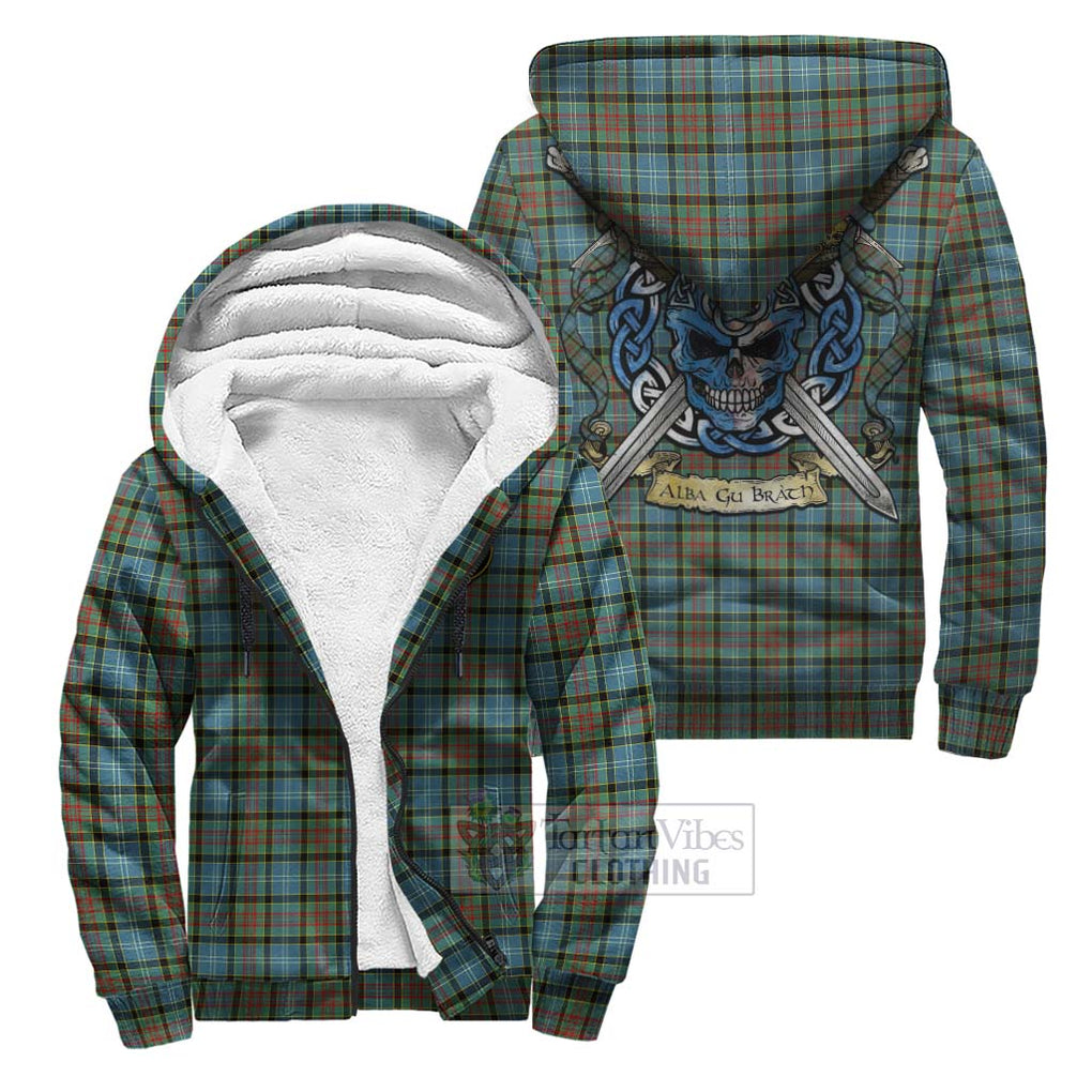 Tartan Vibes Clothing Brisbane Tartan Sherpa Hoodie with Family Crest Celtic Skull Style