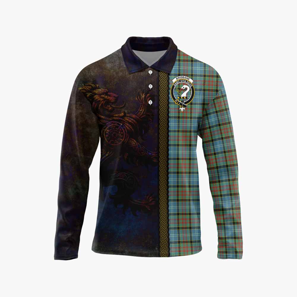 Tartan Vibes Clothing Brisbane Tartan Family Crest Long Sleeve Polo Shirt Alba Gu Brath Be Brave Lion Ancient Style