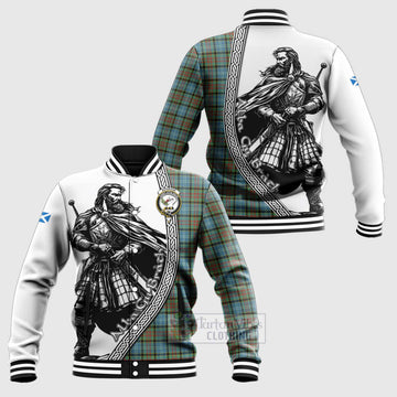 Tartan Vibes Clothing Brisbane Tartan Clan Crest Baseball Jacket with Highlander Warrior Celtic Style