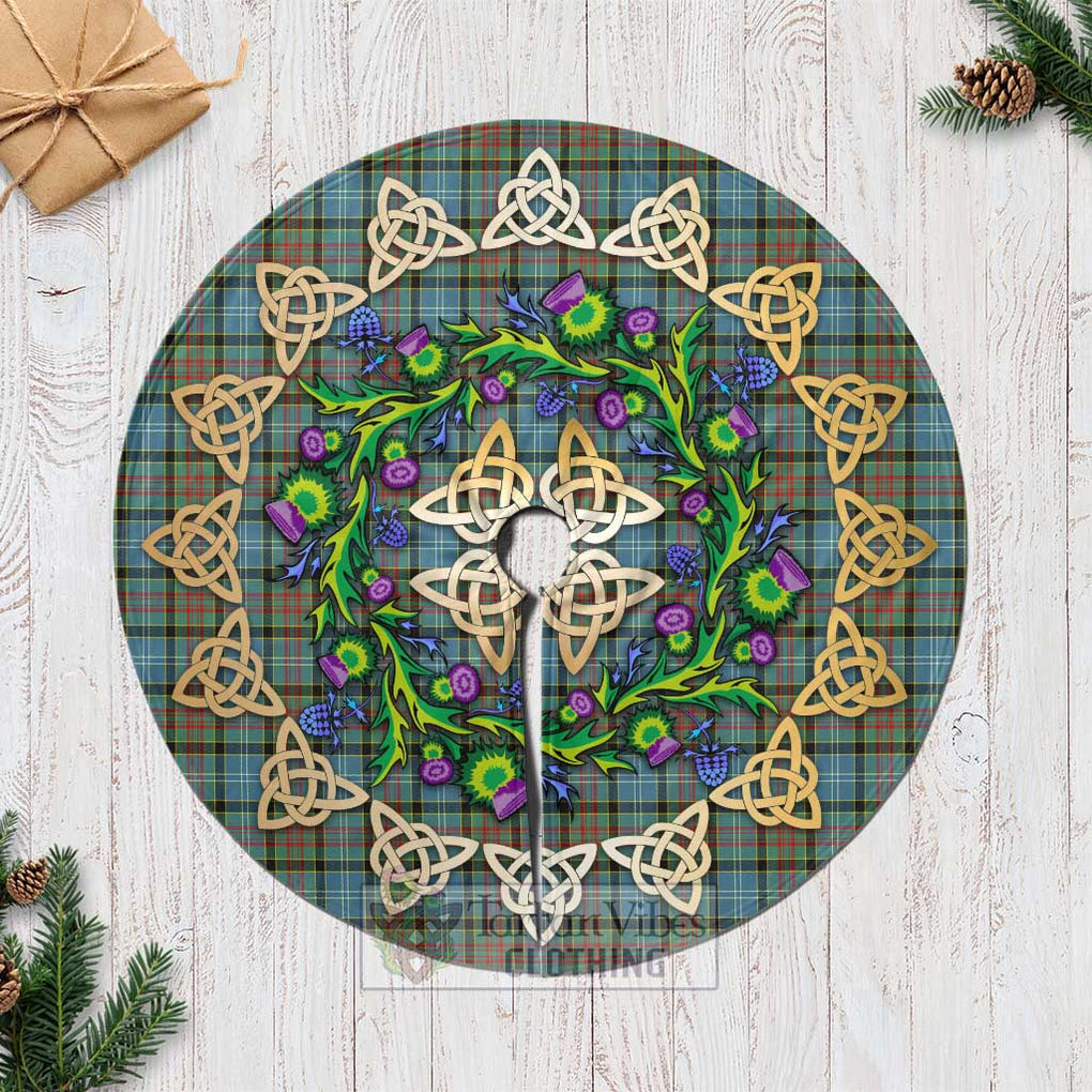 Brisbane Tartan Christmas Tree Skirt with Thistle Celtic Knot Style Casual Tree Skirts - Tartan Vibes Clothing
