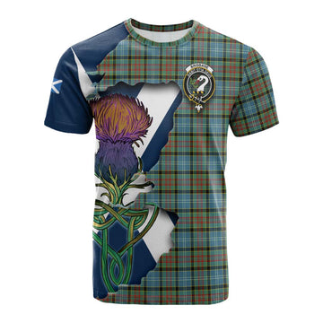 Brisbane Tartan Family Crest Cotton T-shirt Scottish Thistle Celtic Inspired